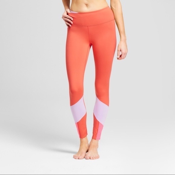 JoyLab 7/8 Coral Comfort Color Block Leggings- XS - Picture 4 of 10
